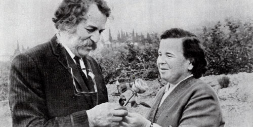 V. Klimehko, Kandidat of Biology and selectionist of the Nikitsky Garden, and William Craft, a noted English rose culturist. 1969, Archives photo 